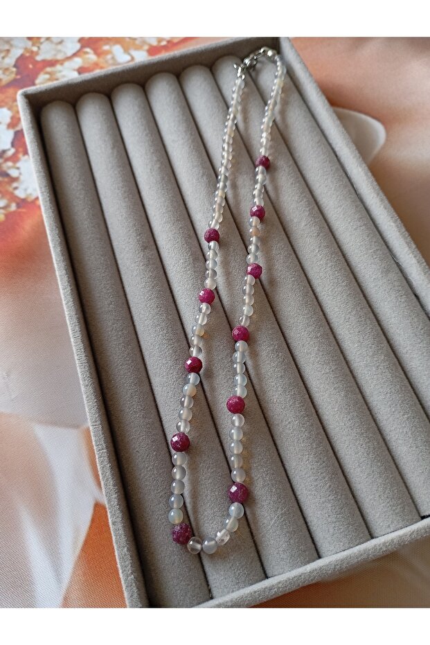 Beaded Moonstone and Ruby Necklace (OEM) - 3