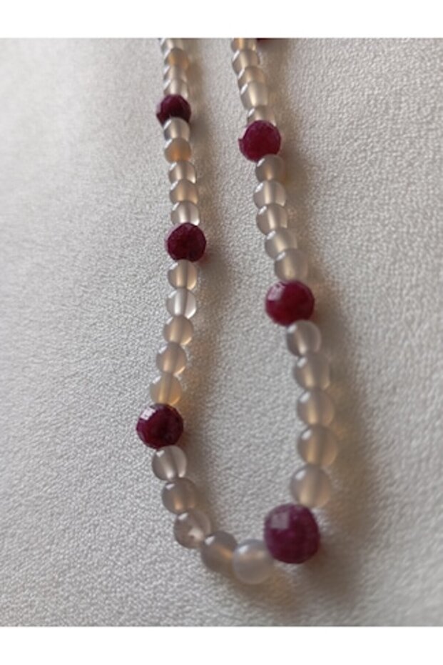 Beaded Moonstone and Ruby Necklace (OEM) - 1