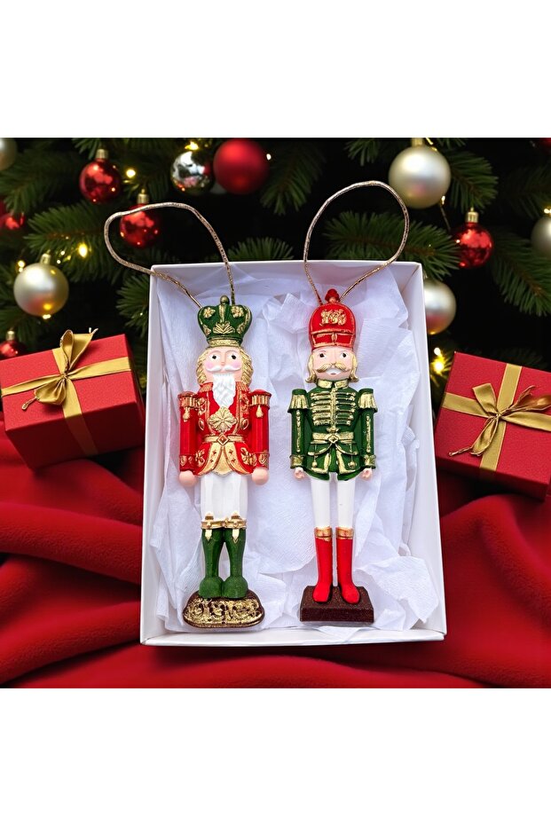 Hand-Painted Stone Powder Nutcracker Tree Ornament – Set of 2 (Boxed) Models May Be Sent Differently.