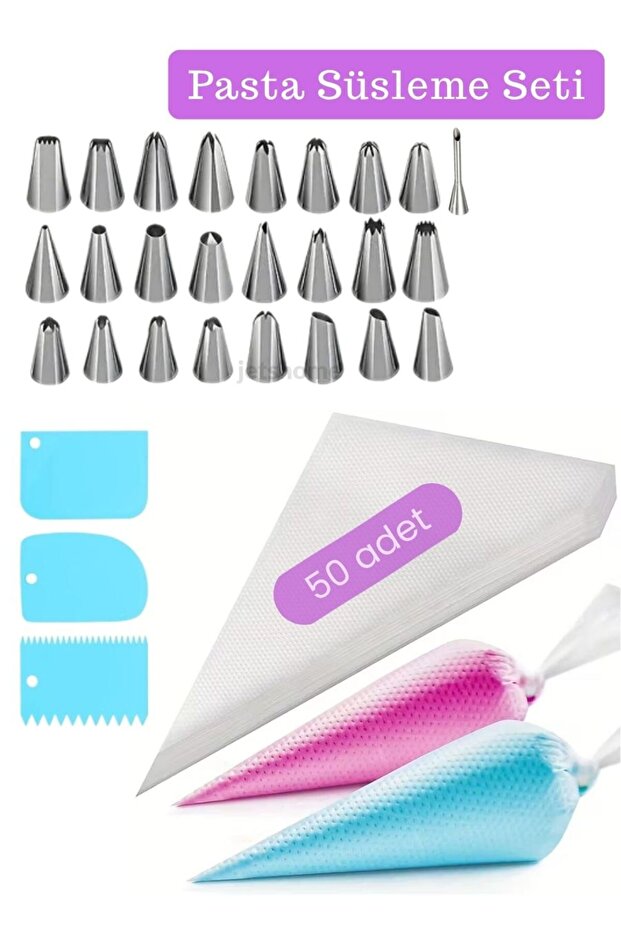 Pastry Decorating Kit 25 Different Cream Tips Cream Piping Bag 50-Piece Pastry Organizer