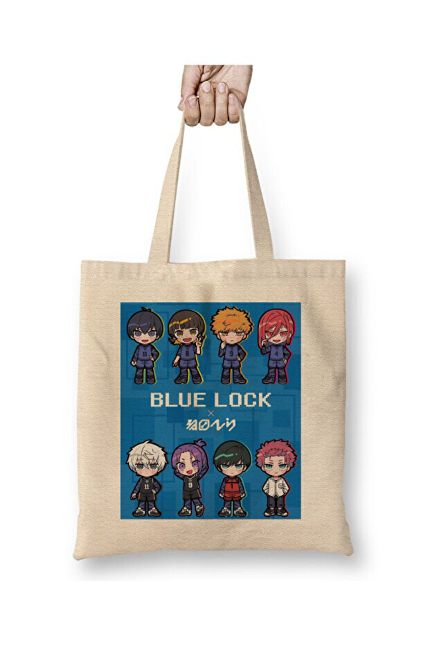 Blue Lock Icons Characters Anime White Cloth Bag Long Handle Shopping Bag Beach Bag