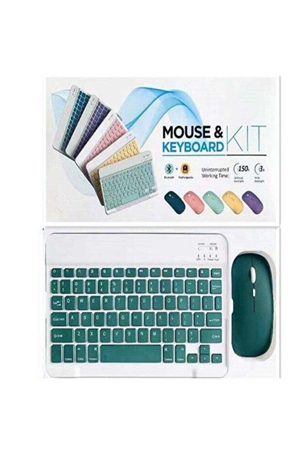 Bluetooth Keyboard & Single-mode Mouse for iPad/Tablet/Mobile — 10in Dark Green