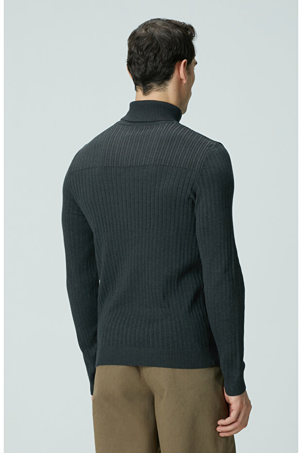 Antrasit Balıkçı Yaka Triko Kazak - 5