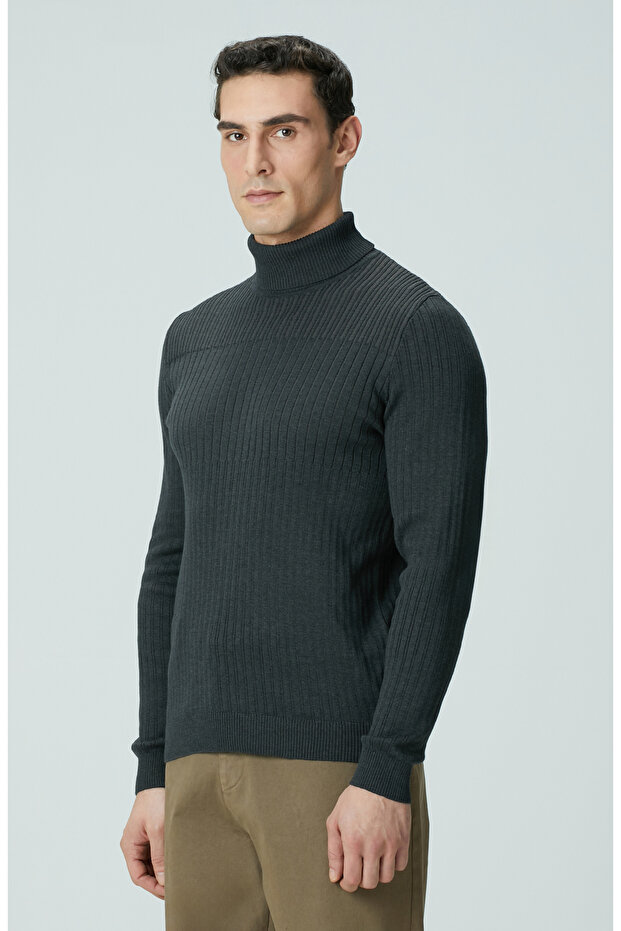 Antrasit Balıkçı Yaka Triko Kazak - 4