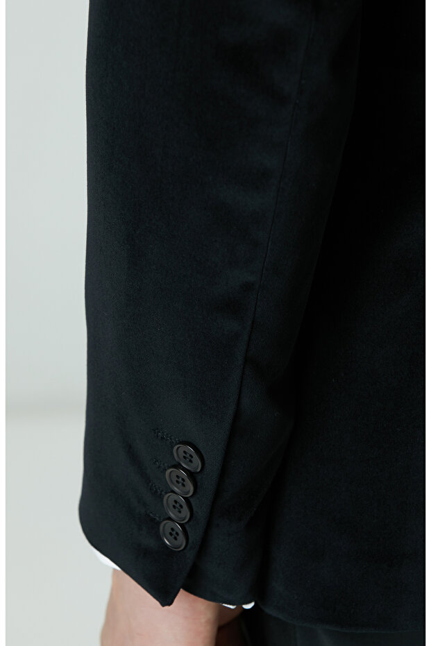 Siyah Kadife Smokin Ceket - 7