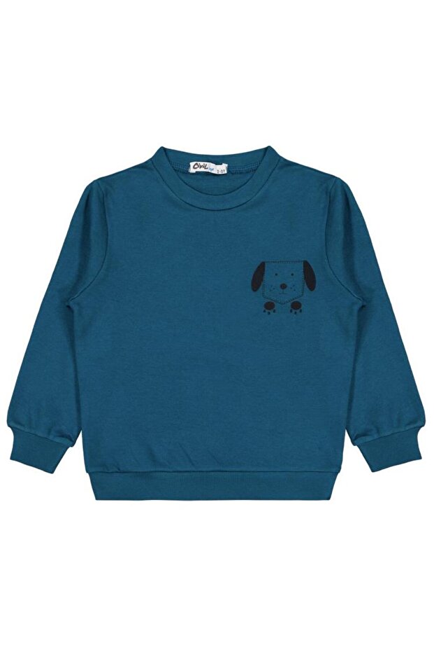 Dog Printed 2-5 Years Old Sweatshirt - Green 3-4 Years Old