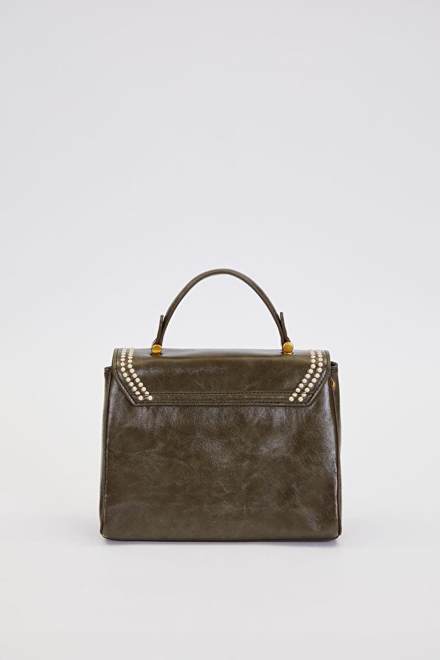 حقيبة يد خضراء مع قفل - 4