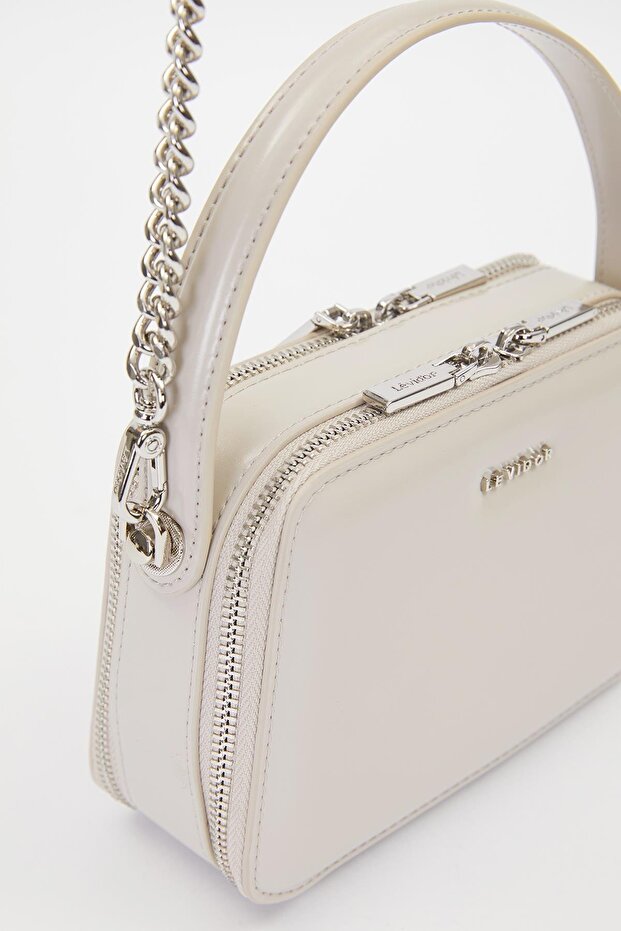 حقيبة كتف مربعة الشكل باللون الرمادي - 3