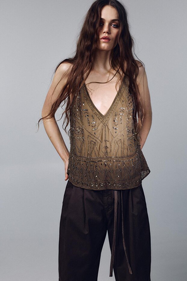 Boncuk işlemeli halter top - 1