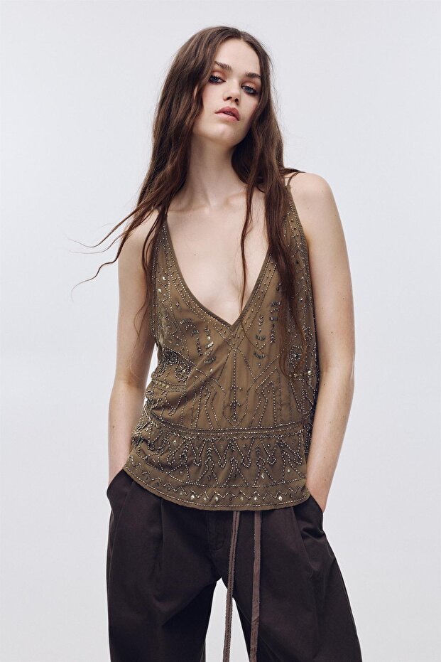 Boncuk işlemeli halter top - 2