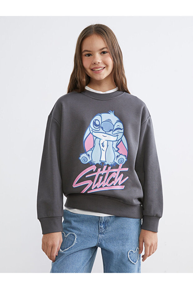 Stitch Printed Girls' Thick Sweatshirt from Uzg Store for Style Enthusiasts