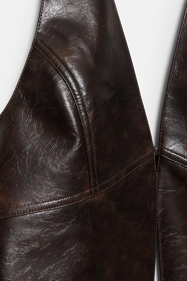 Kahverengi suni deri top - 7