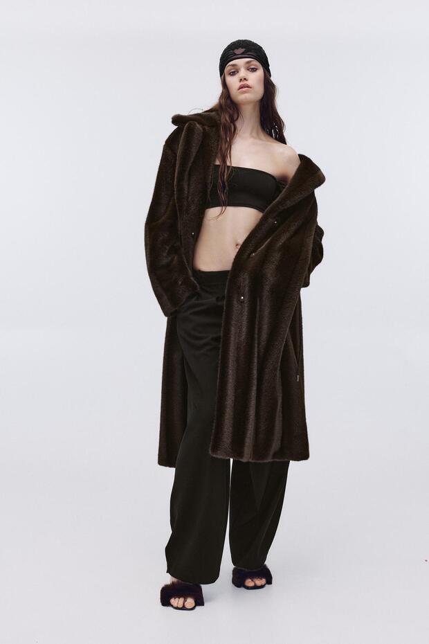 Kemerli uzun suni kürk kaban - 5