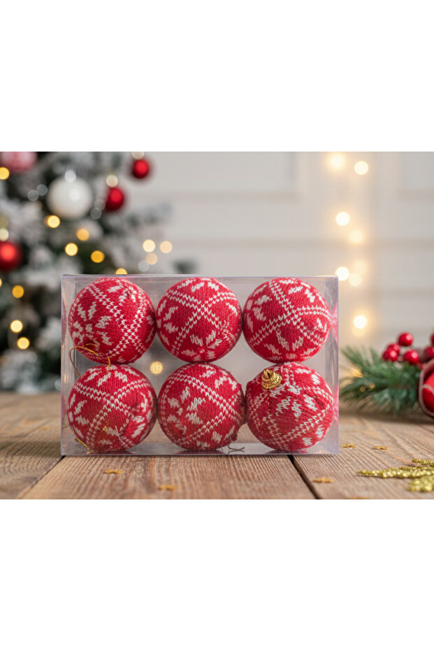 Ert-Yil-25210 New Year Ball Checkerboard 6 Pieces 6 cm Pvc Boxed