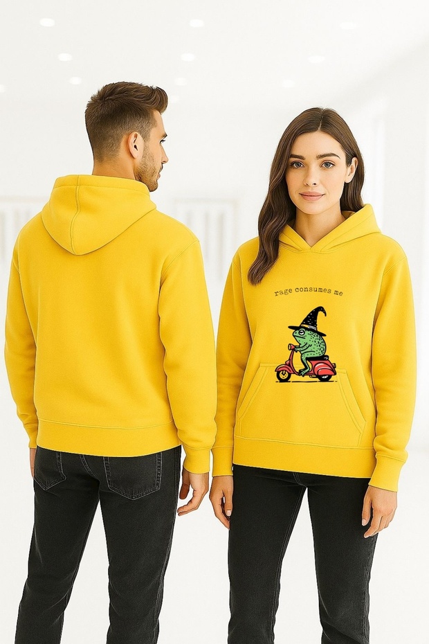 Unisex Women/Men Cotton Oversized Hooded Frog Printed Sweatshirt