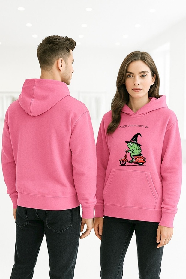 Unisex Women/Men Cotton Oversized Hooded Frog Printed Sweatshirt