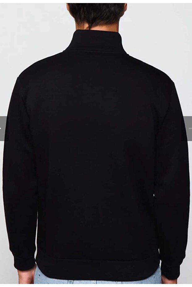 Yarı Fermuarlı Basic Sweatshirt - 2