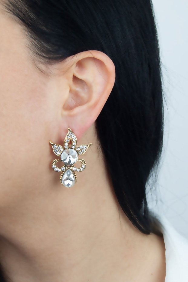 Crystal Stone Evening Dress Stylish Earrings
