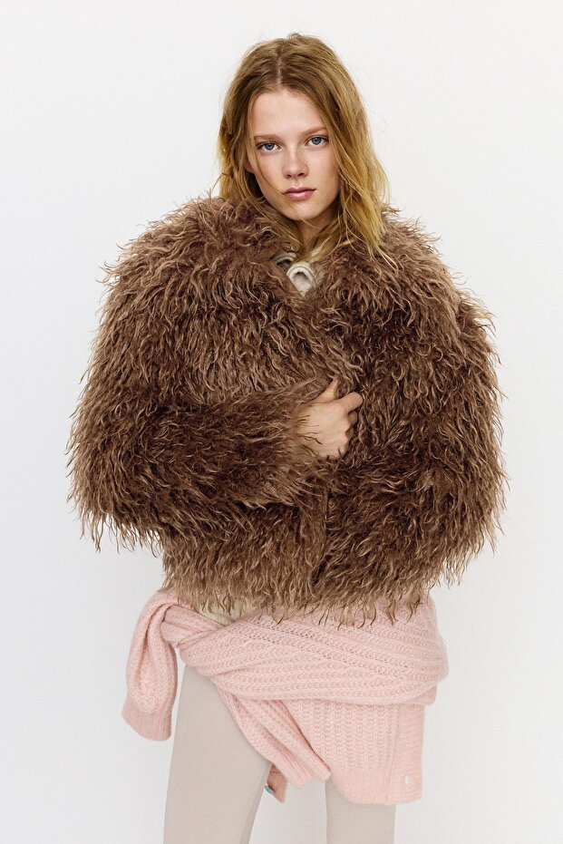 Kıvırcık suni kürk ceket - 2