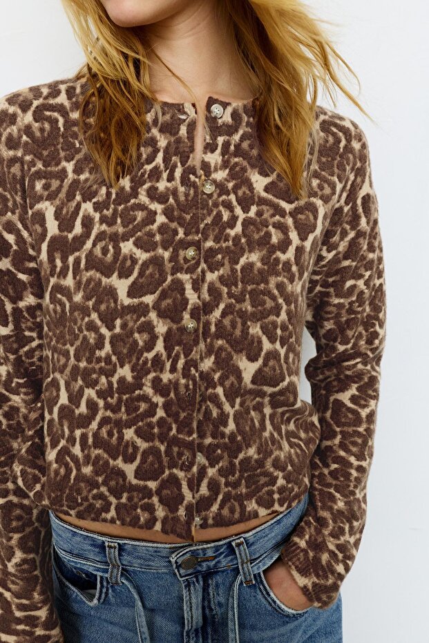 Leopar desenli hırka - 5