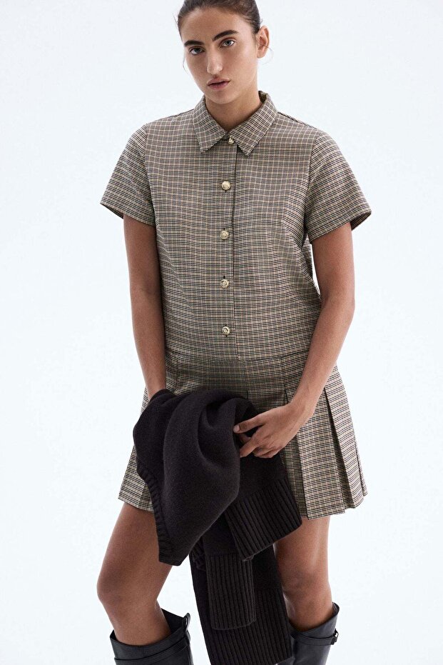 Pleated-skirt dress