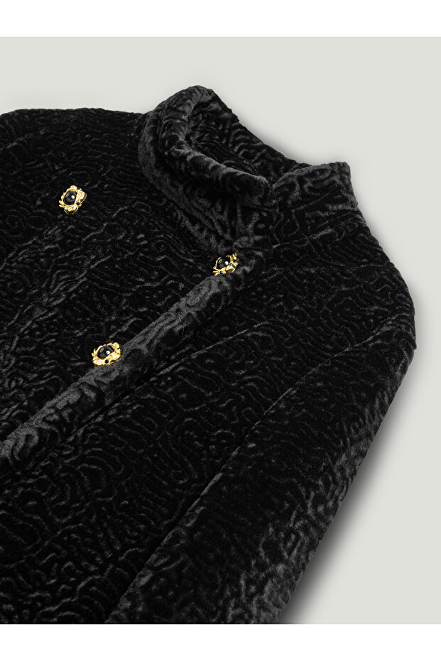 Mock Neck Suede Jacket - 8