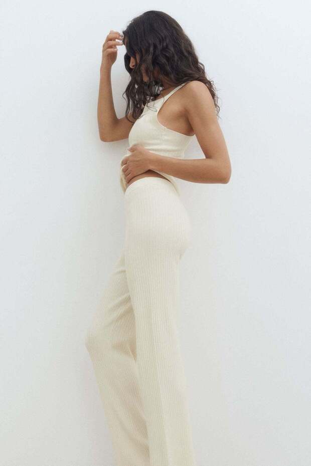 Rib-knit trousers