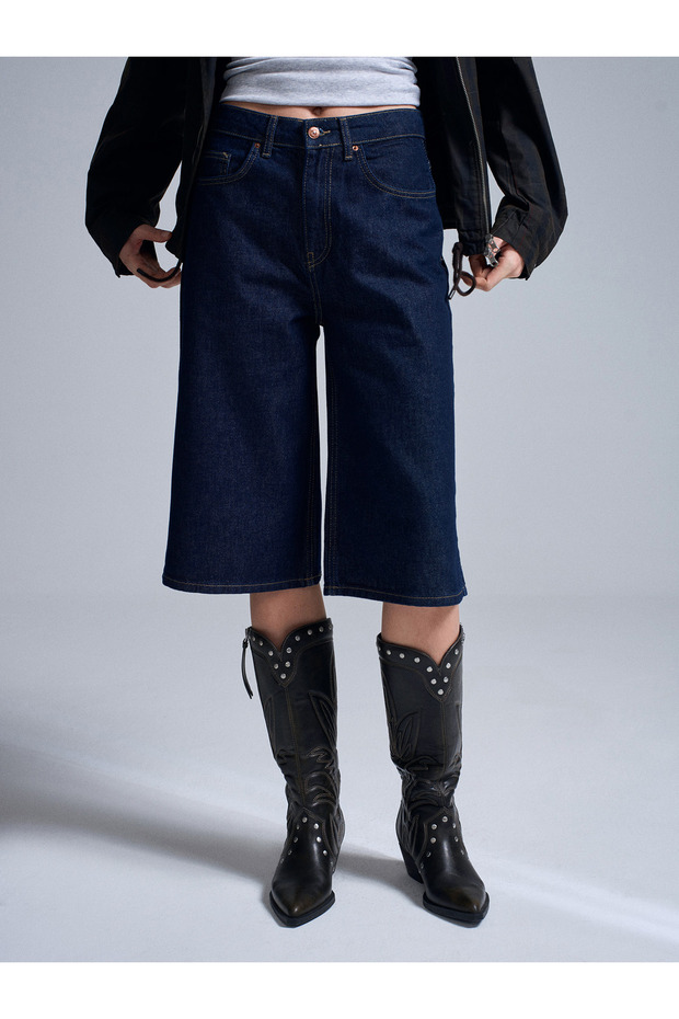 72084 %100 Pamuk Bermuda Şort-Lacivert - 4