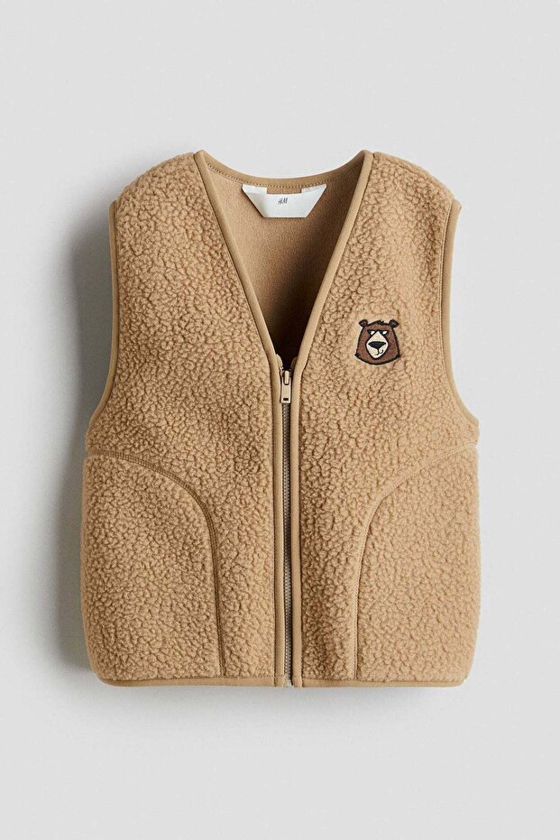 Appliquéd pile gilet