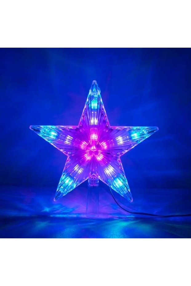 Varf de Brad, Stea cu Lumini Multicolore, LED, 13x18CM