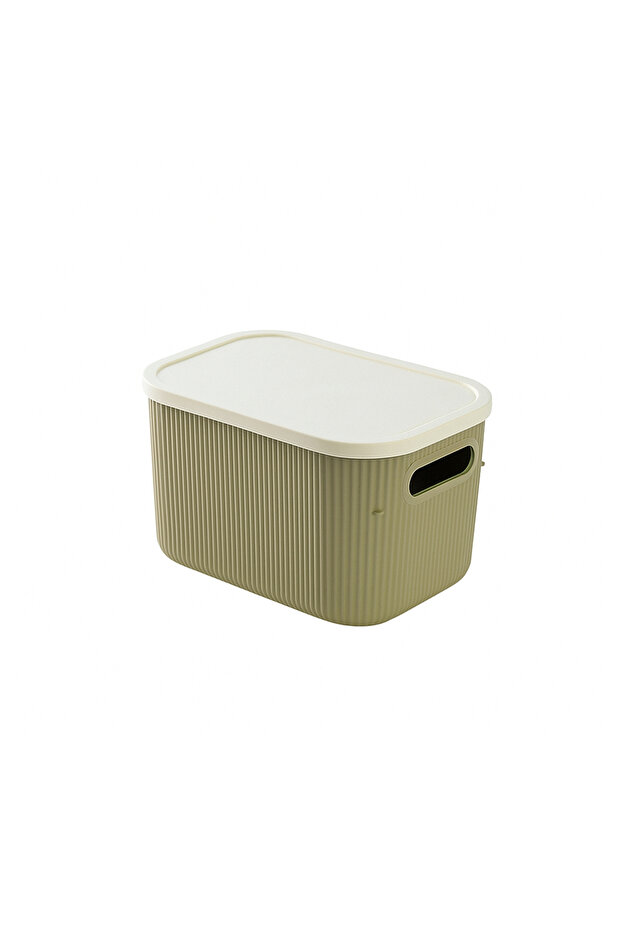 Soft Green Ecru Multi-Purpose Organizer Box with Lid 6.2Lt - 2