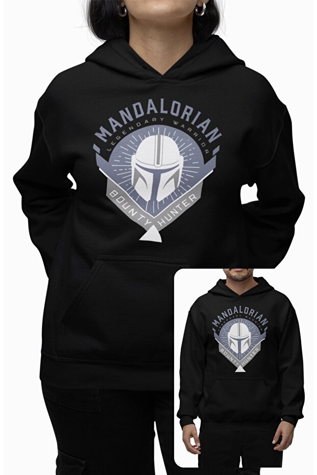 قصة فضفاضة سويت شيرت Mandalorian Legendary Warrior مطبوع بغطاء رأس، هوديي للجنسين بطابع حرب النجوم