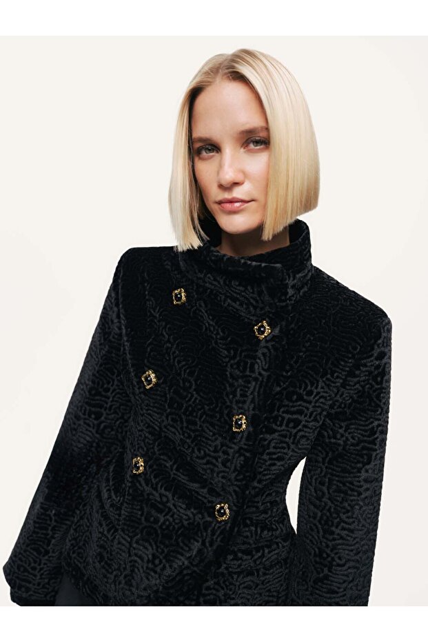 Mock Neck Suede Jacket - 2