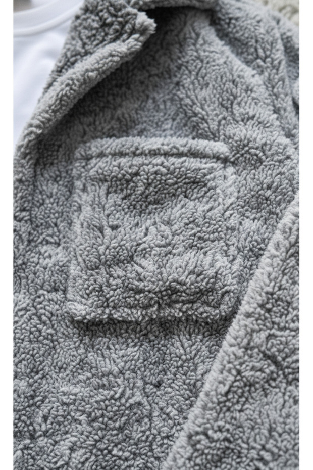 سترة من القطيفة ذات أزرار رمادية + مجموعة سروال رياضي رمادي - 3