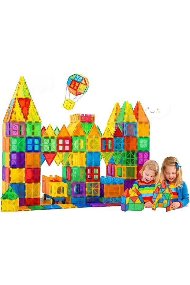 130-Piece Magnetic Building Tiles Set (STEM Toy)