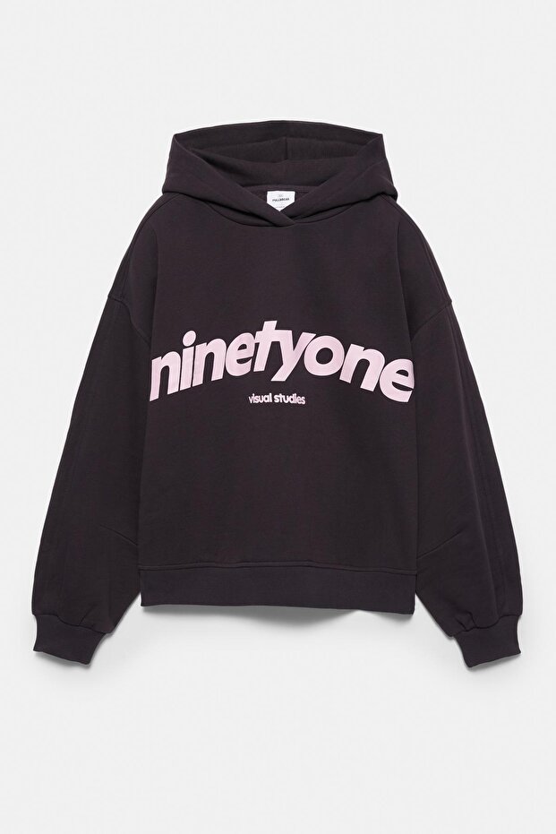 Kahverengi kapüşonlu sweatshirt - 5