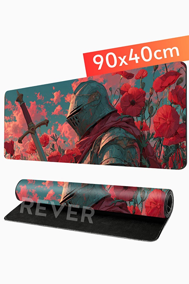 Knight Patterned 90X40Cm Mousepad Non-Slip Base Gaming Player Mouse Pad