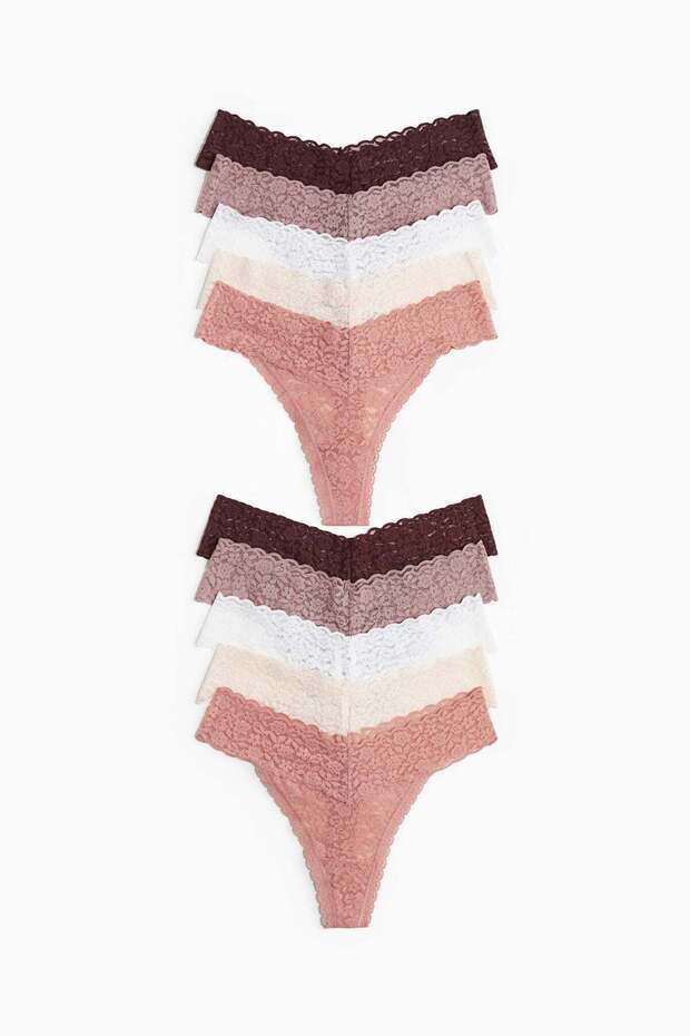 10-pack lace thong briefs