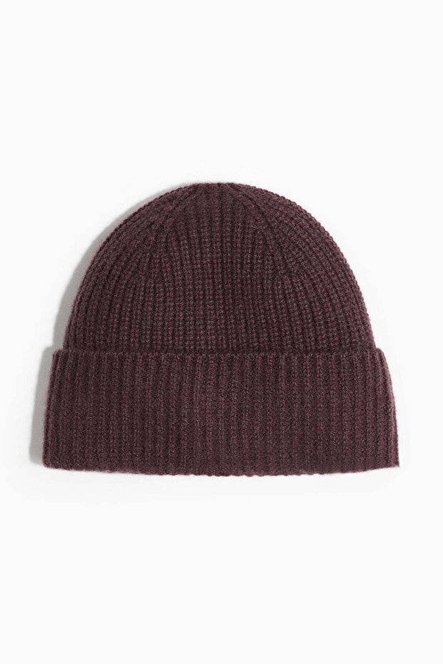 Rib-knit cashmere hat