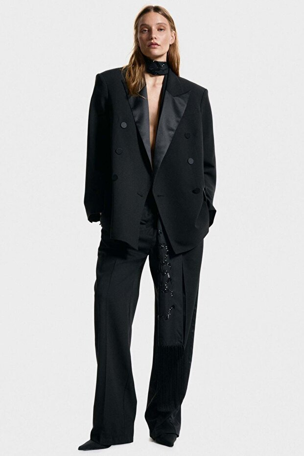 Double-breasted tuxedo blazer