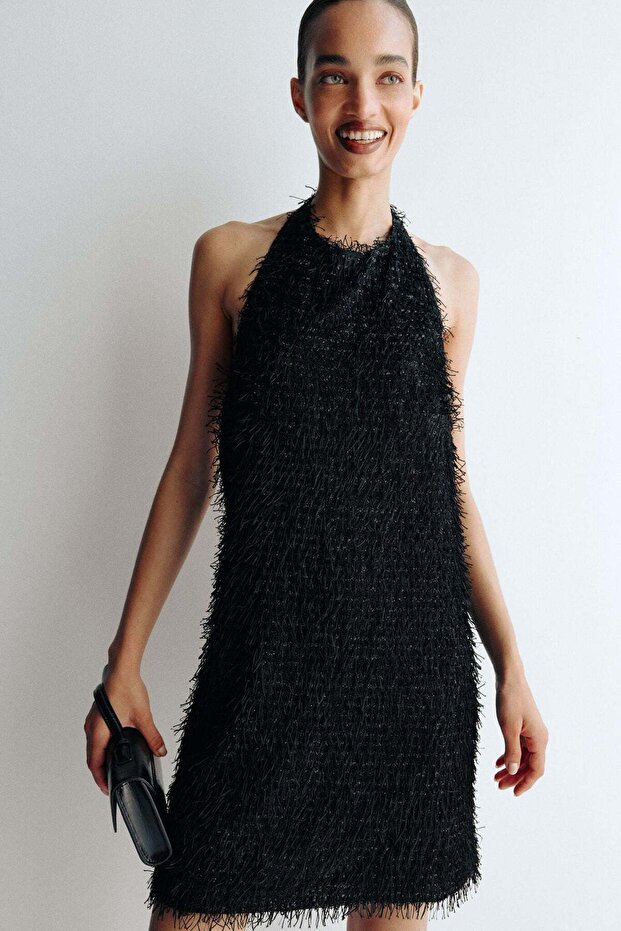 Fringed halterneck dress