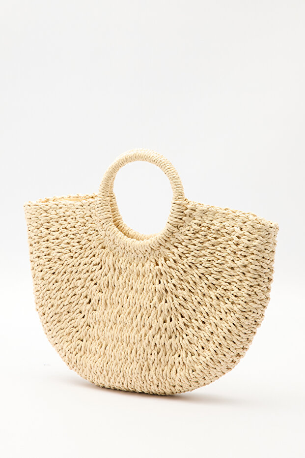 MEDIUM HASIR EL ÇANTASI BEJ - 5