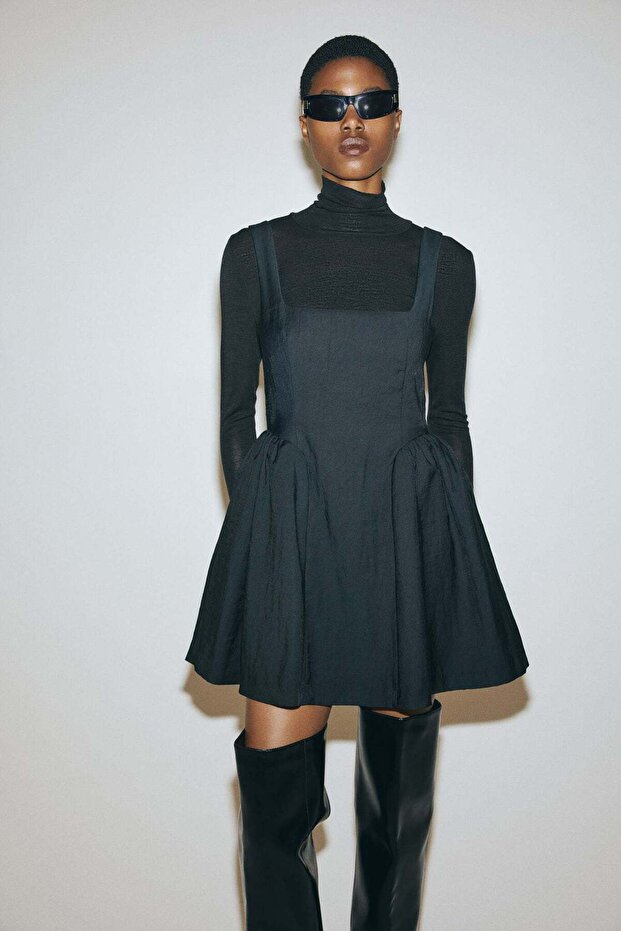 Gathered square-neck dress