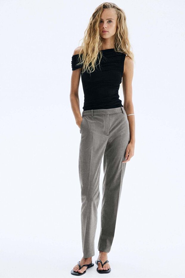 Slim slit-hem trousers
