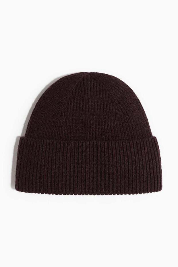 Rib-knit wool-blend hat
