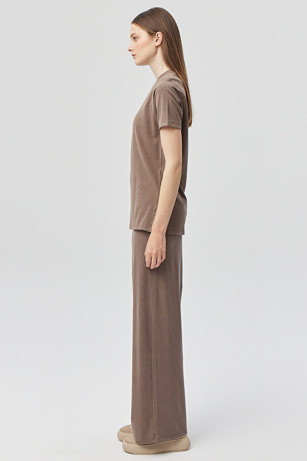 Kadın İnce Fitilli Örme Pantolon - 3