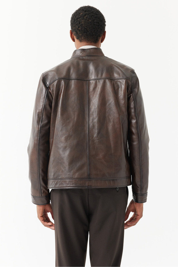 Erkek Regular Deri Mont - 4
