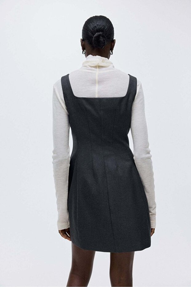 Bow-detail twill dress