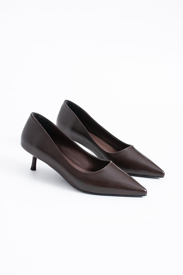 Zeba pino low heel women's stiletto brown wrinkled