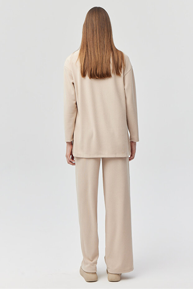 Kadın Beli Lastikli Örme Pantolon - 5